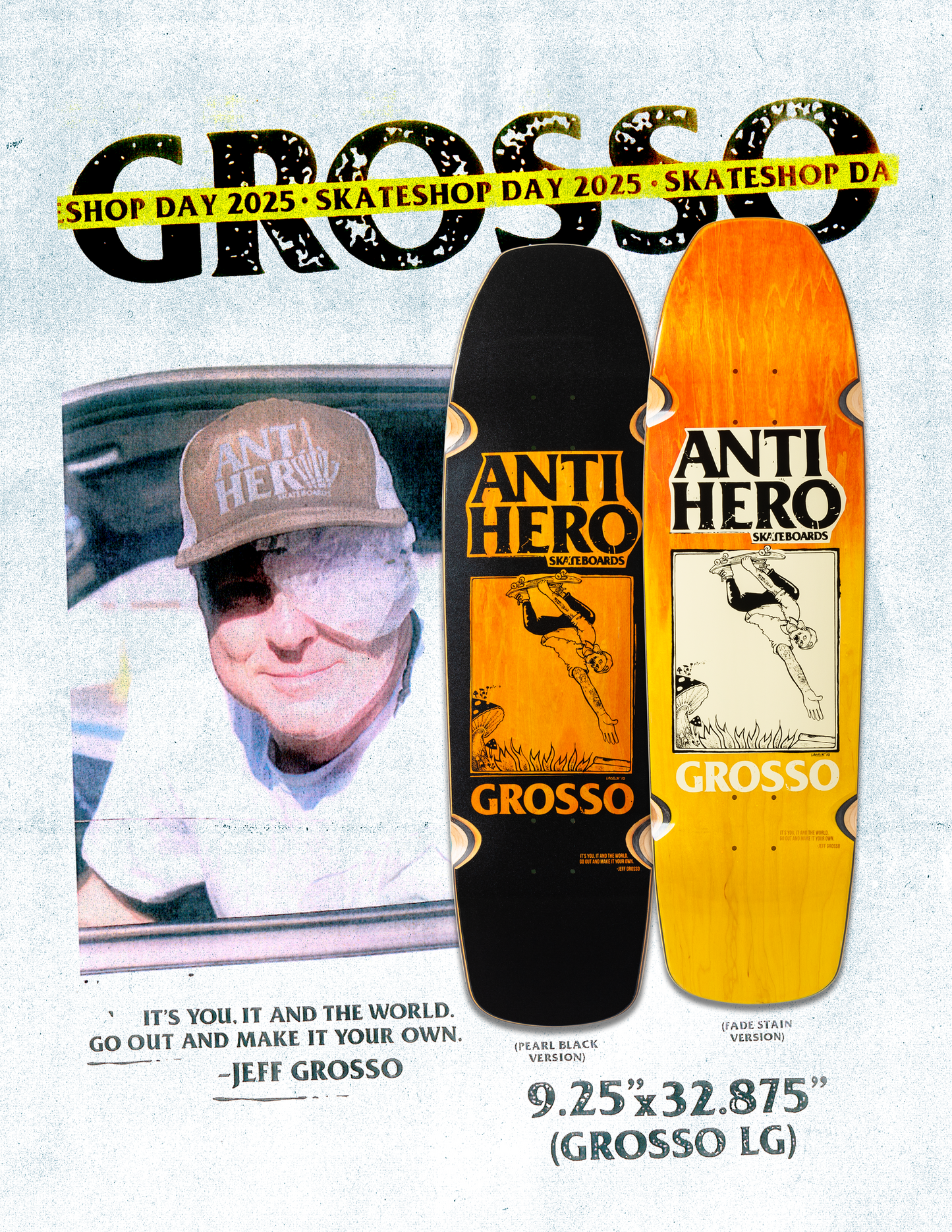 ANTIHERO SSD 2025 - Grosso Hand Plant 9.25" Shaped Deck