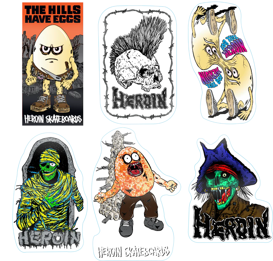 Heroin - Hills Have Eggs Stickers