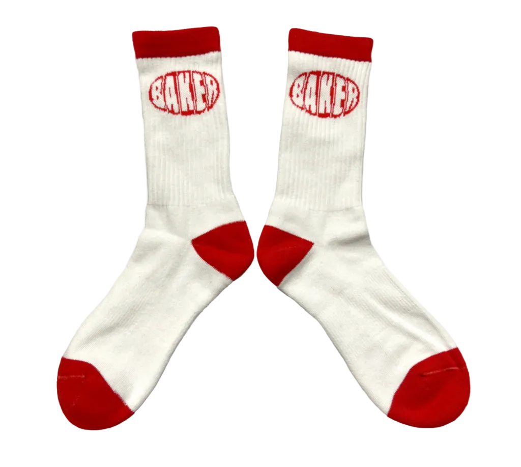 Baker - Oval Socks (White/Red)