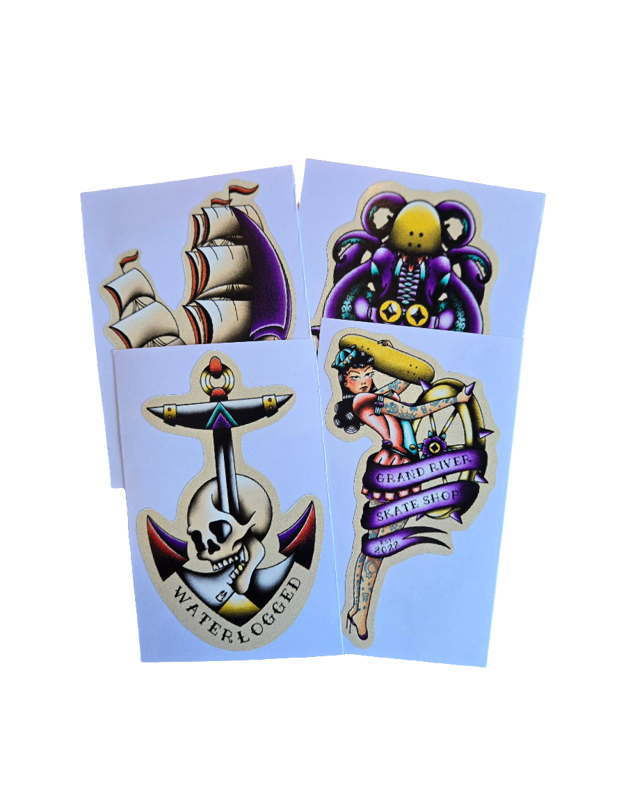 Grand River Stickers - Waterlogged 4 Pack