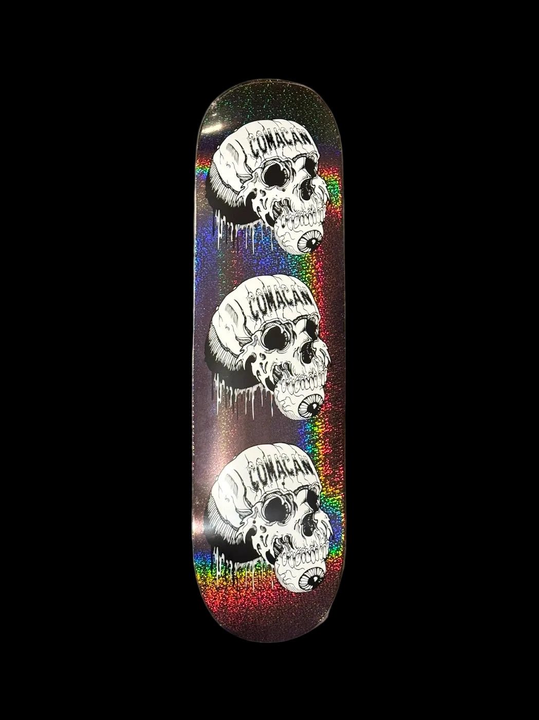 Comacan - Triple Skull Silver Shimmer 7.6" Deck