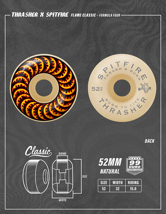 Spitfire x Thrasher - Classic Flame F4 99DU 52mm Classic Wheels