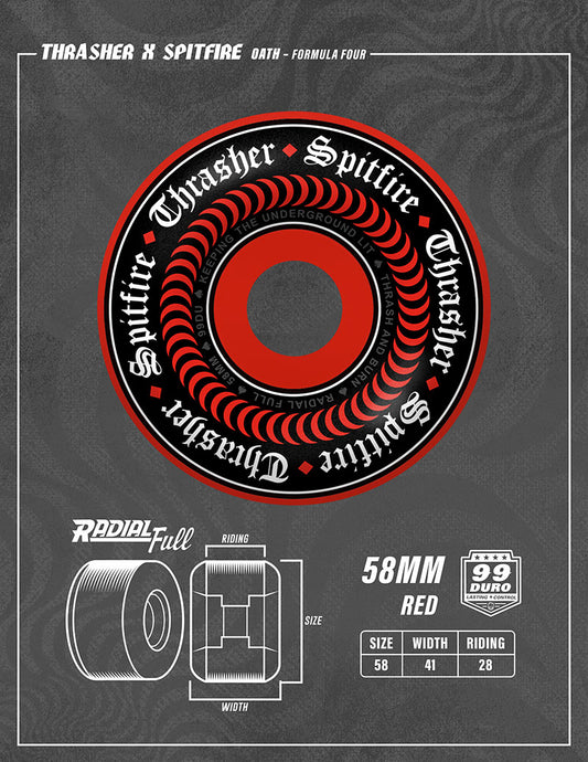 Spitfire x Thrasher - Oath F4 99DU 58mm Radial Full Wheels