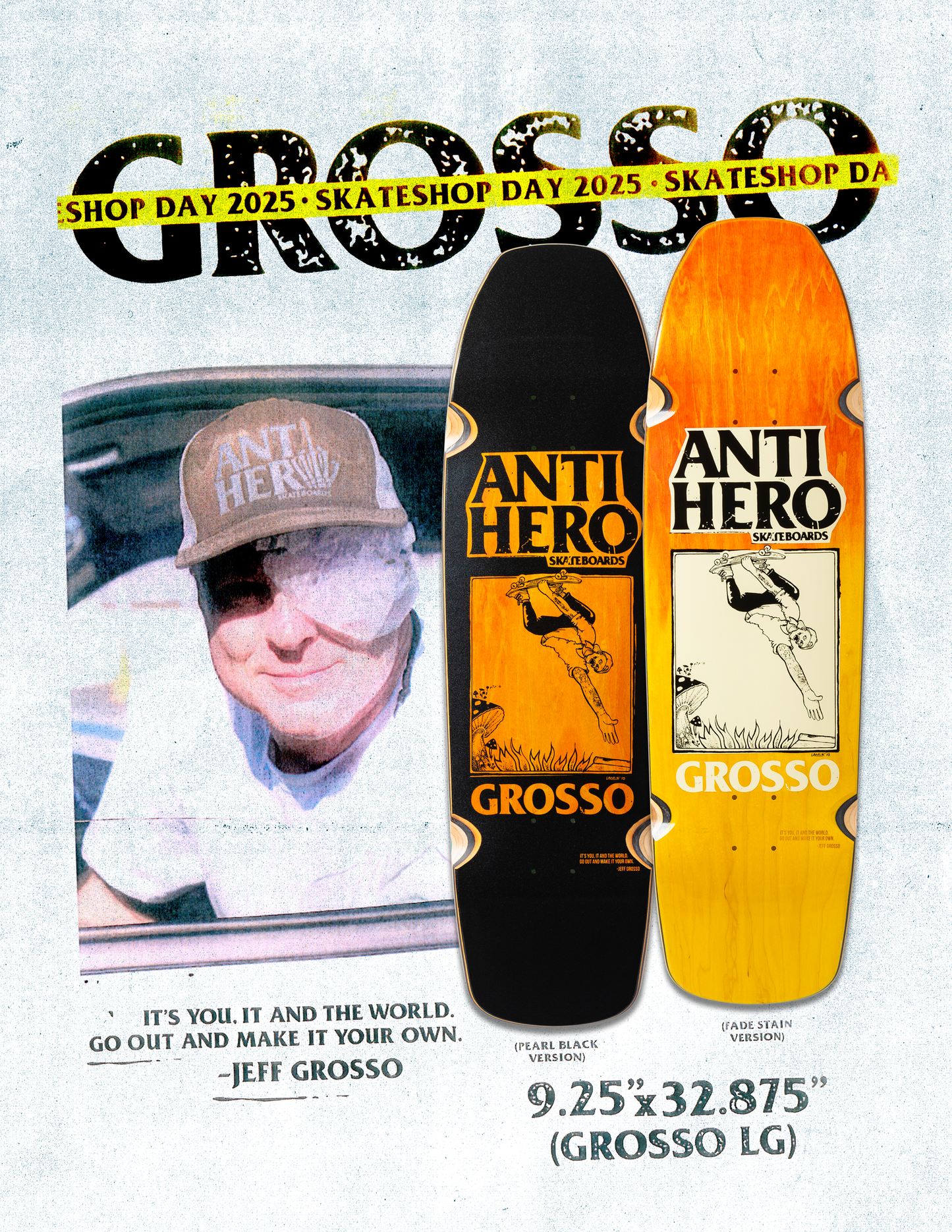 Anti-Hero SSD 2025 - Grosso Hand Plant 9.25" Shaped Deck