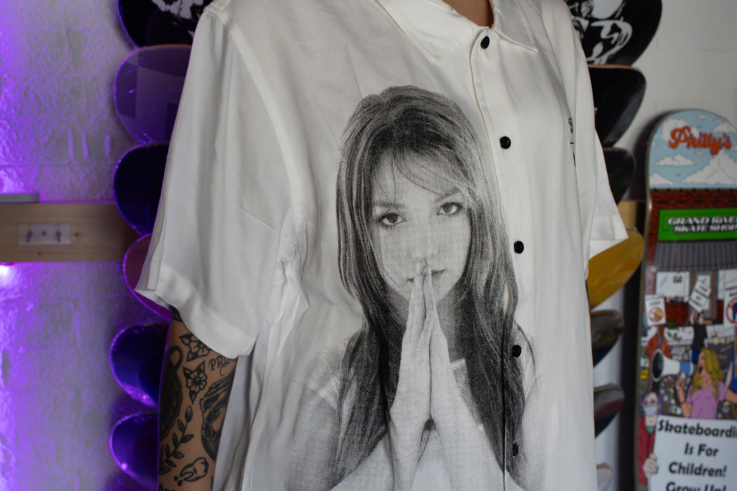 Welcome x Britney - Rayon Photo Button-Up T-Shirt