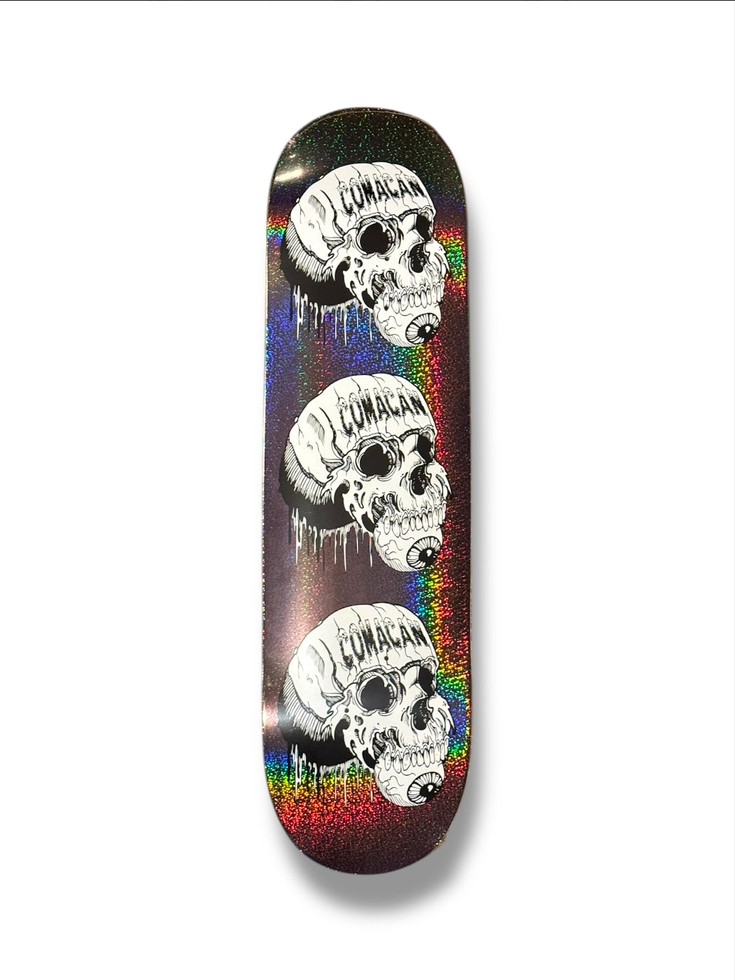 Comacan - Triple Skull Silver Shimmer 7.6" Deck