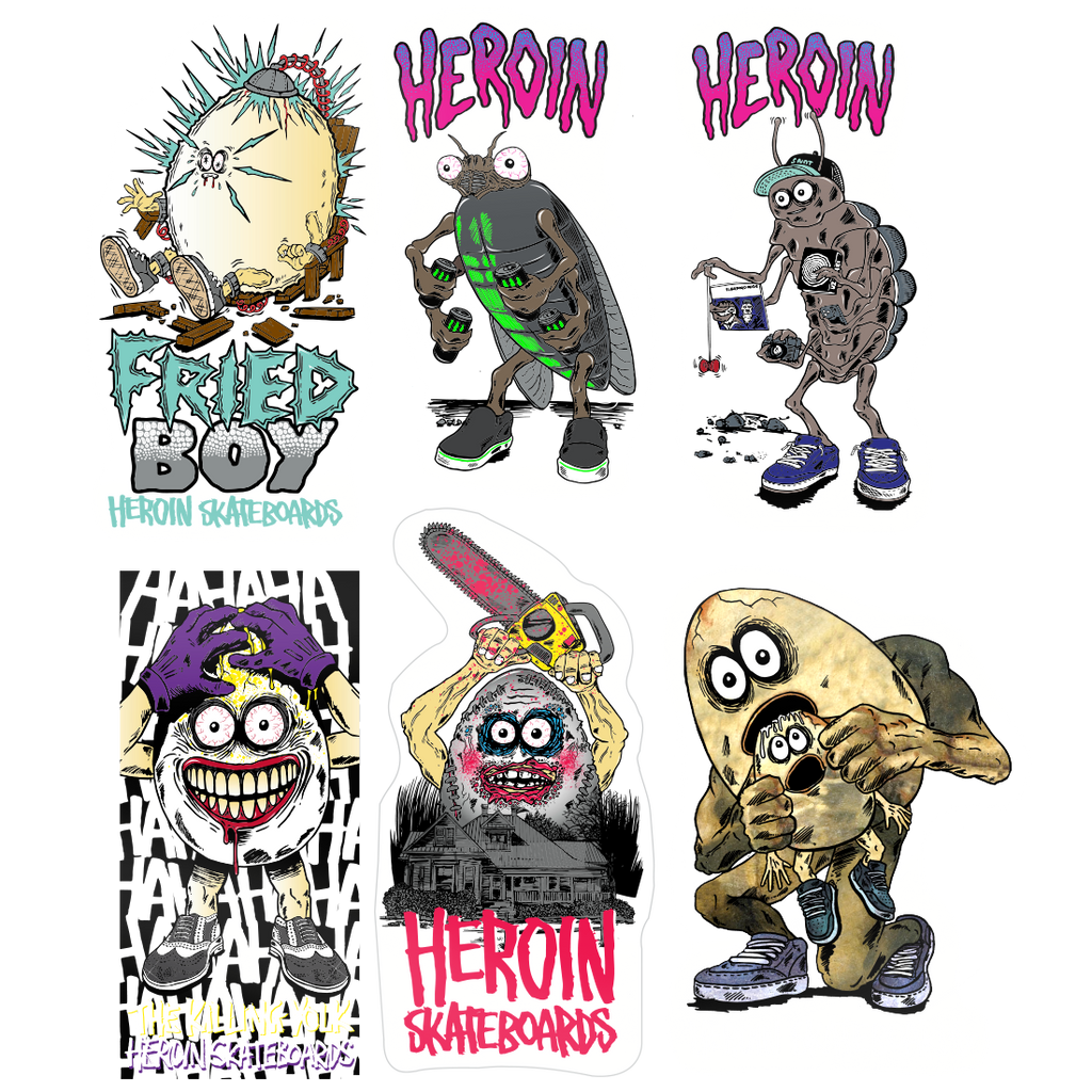 Heroin - Fried Boy Stickers